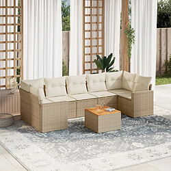 vidaXL Salon de jardin avec coussins 8 pcs beige résine tressée 