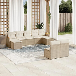 Maison Chic Salon de jardin avec coussins 9 pcs, Ensemble Tables et chaises de jardin, beige résine tressée -GKD668590