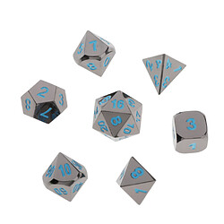 7 Pièces En Métal Polyédrique Pour Du0026D Pathfinder RPG Game Black Nickel Blue jeu de dés polyédriques en métal