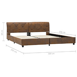 vidaXL Cadre de lit Marron Similicuir daim 160x200 cm pas cher