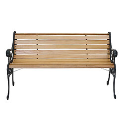 Avis Mendler Banc de jardin HWC-F98, banc du parc, banquette en bois, fonte, 3 places, 160cm, 22kg ~ marron clair