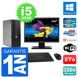 PC HP 400 G3 SFF Ecran 22" Intel i5-6500 RAM 32Go Disque 2To Windows 10 Wifi · Occasion 