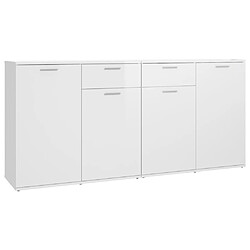 Maison Chic Buffet,Meuble de Rangement,commode pour salon,Cuisine Blanc brillant 160x36x75 cm Aggloméré -MN53818