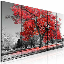 Paris Prix Tableau 5 Panneaux Autumn in the Park Narrow Red 90 x 225 cm 