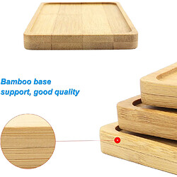 Avis BESTA Lot de 6 plateaux en bambou, soucoupes rectangulaires, support de pot de fleurs, plateau de service en bois, dessous de verre, support de papier