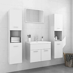 vidaXL Ensemble de meubles de salle de bain Blanc brillant Aggloméré 