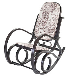 Mendler Fauteuil à bascule M41, rocking-chair en bois ~ Jacquard brun