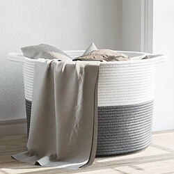 vidaXL Panier à linge gris et blanc Ø55x36 cm coton