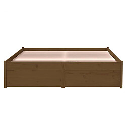 Acheter vidaXL Cadre de lit Marron miel Bois massif 120x190 cm Petit Double