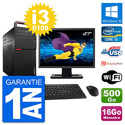 PC Tour Lenovo M700 Ecran 27" Core i3-6100 RAM 16Go Disque 500Go Windows 10 Wifi · Occasion 