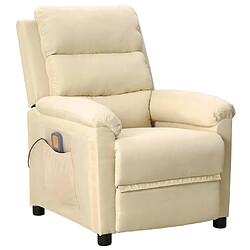 vidaXL Fauteuil de massage Crème Tissu