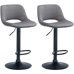 Decoshop26 Tabourets de bar chaises haute x2 avec repose-pieds en velours gris foncé piètement métallique noir 10_0004084