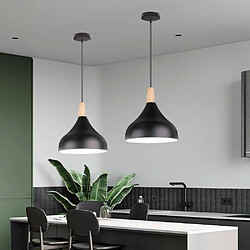 Stoex Lampe À Suspension Moderne Nordique Plafonnier D'Intérieur Lustre Minimaliste Abat-Jour en Métal, Noir Pour Chambre À Coucher, Cuisine, E27