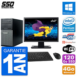 PC Tour Dell 790 MT Ecran 22" Intel G630 RAM 4Go SSD 120Go Windows 10 Wifi - Occasion