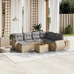 Maison Chic Salon de jardin avec coussins 8 pcs | Ensemble de Table et chaises | Mobilier d'Extérieur beige résine tressée -GKD65256