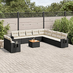 Maison Chic Salon de jardin 12 pcs avec coussins, Ensemble Tables et chaises d'extérieur noir résine tressée -GKD969681