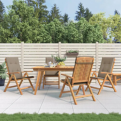 vidaXL Chaises de jardin inclinables lot de 4 et coussins bois teck 