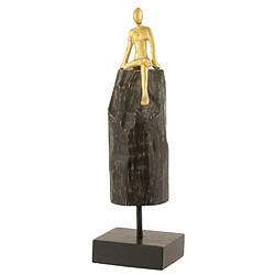 Paris Prix Statuette Déco Personnage Assis 35cm Noir & Or