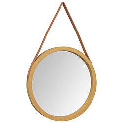 Avis Maison Chic Miroir mural avec sangle | Miroir Décoration pour Maison Salle de Bain Doré ? 45 cm -GKD56982