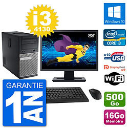 PC Tour Dell 9020 Ecran 22" Intel i3-4130 RAM 16Go Disque 500Go Windows 10 Wifi - Occasion