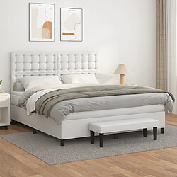 vidaXL Sommier à lattes de lit avec matelas Blanc 160x200cm Similicuir 