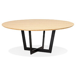 Alterego Table de salle à manger ronde 'LULU' en bois finition naturelle et métal noir - Ø140 cm