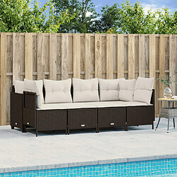 vidaXL Salon de jardin avec coussins 5 pcs marron résine tressée 