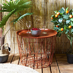 The Home Deco Factory Table filaire en métal ronde 50 cm terracotta. pas cher