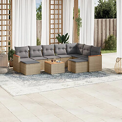 vidaXL Salon de jardin et coussins 10 pcs mélange beige résine tressée