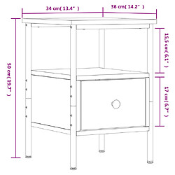 vidaXL Tables de chevet 2 pcs sonoma gris 34x36x50cm bois d'ingénierie pas cher