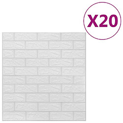 vidaXL Papier peint 3D autoadhésif Briques 20 pcs Blanc 