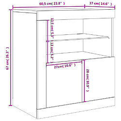 vidaXL Buffet avec lumières LED chêne fumé 60,5x37x67 cm pas cher