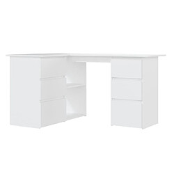 vidaXL Bureau d'angle Blanc 145x100x76 cm Bois d'ingénierie