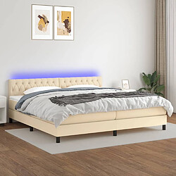 vidaXL Sommier à lattes de lit et matelas et LED Crème 200x200cm Tissu 