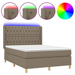 vidaXL Sommier à lattes de lit matelas et LED Taupe 140x190 cm Tissu