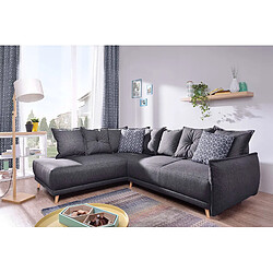 Bestmobilier Lena - canapé d'angle gauche convertible- 5 places - gris foncé - style scandinave