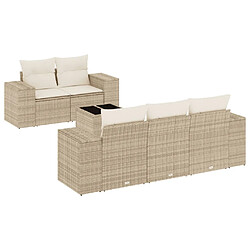 vidaXL Salon de jardin avec coussins 6 pcs beige résine tressée