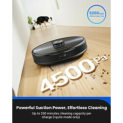 Aspirateur robot Proscenic M9 avec base auto-vide, Navigation laser Aspiration 4 500 Pa Vadrouilles à double rotation Détection de tapis Batterie 5200mAh Google Home Alexa et contrôle des applications - Noir