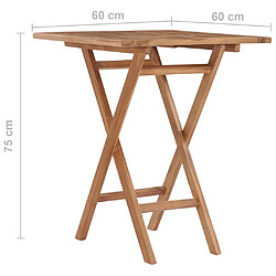 vidaXL Table pliable de jardin 60x60x75 cm Bois de teck solide pas cher