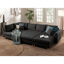 Avis Lisa Design Rune - canapé panoramique avec pouf d'appoint - 7 places - style scandinave - gauche