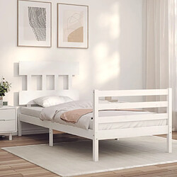 Avis Maison Chic Cadre/structure de lit avec tête de lit pour adulte - Lit Moderne Chambre blanc simple bois massif -MN38892