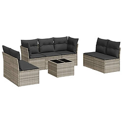 vidaXL Salon de jardin 8 pcs avec coussins gris clair résine tressée