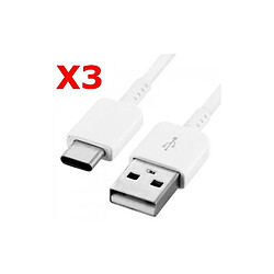 Little Boutik Cable Usb Type C Blanc Lots de 3 Pour Samsung Sony LG Wiko Huawei HTC Nokia Asus Archos TEENO Couleur 