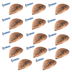 14 Pcs Bouton De Porte En Forme De Feuille Tiroir Meuble Poignée Bronze Rouge