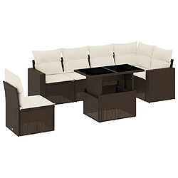 vidaXL Salon de jardin avec coussins 7 pcs marron résine tressée