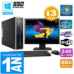 PC HP Compaq 8300 SFF Core I3-3220 Ram 4Go Disque 240 Go SSD Wifi W7 Ecran 22" - Occasion