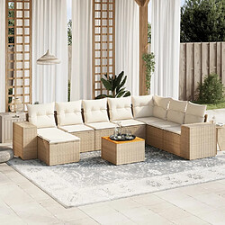 vidaXL Salon de jardin avec coussins 9 pcs beige résine tressée 