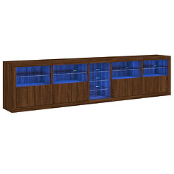 Maison Chic Commode Buffet - Meuble de rangement avec lumières LED chêne marron 283x37x67 cm -GKD48869