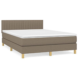 vidaXL Sommier à lattes de lit avec matelas Taupe 140x190 cm Tissu