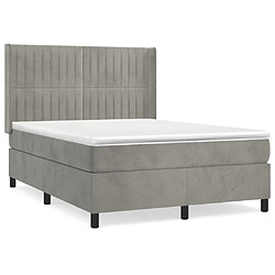 vidaXL Sommier à lattes de lit et matelas Gris clair 140x200cm Velours